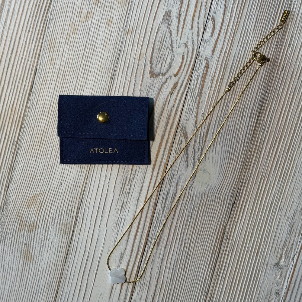 Atolea Gold Necklace with White Clover Pendant